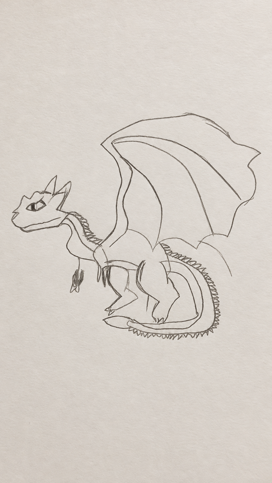 A freehand pencil drawing of the Bókaormur by an eight-year-old artist